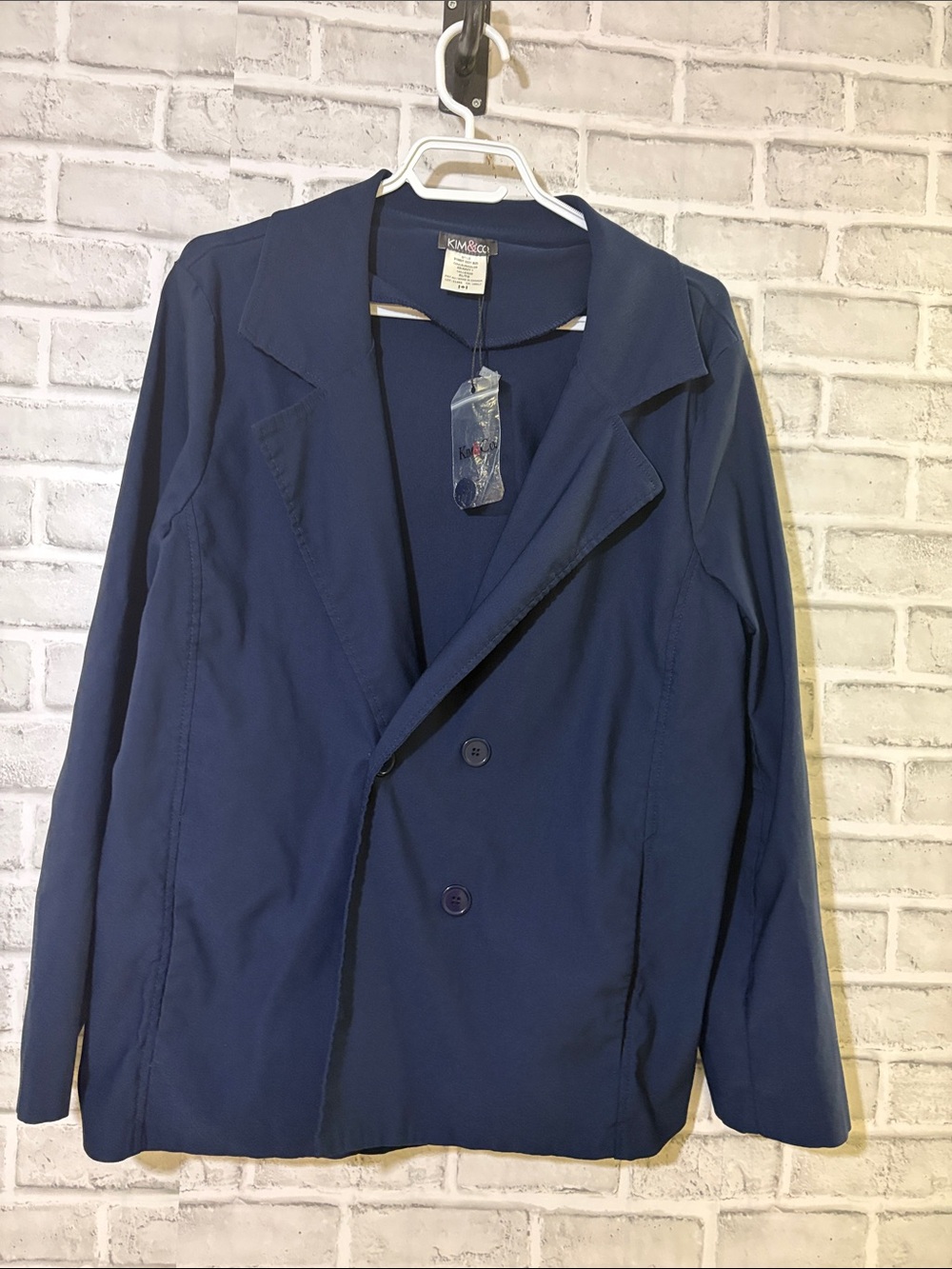 Kim & Co. Navy Lightweight blazer Jacket, pockets, extra button- XL